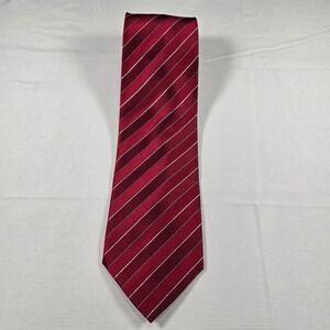 Silk Tie Geoffrey Beene Mens Red Silver Striped Silk Blend Formal Holiday